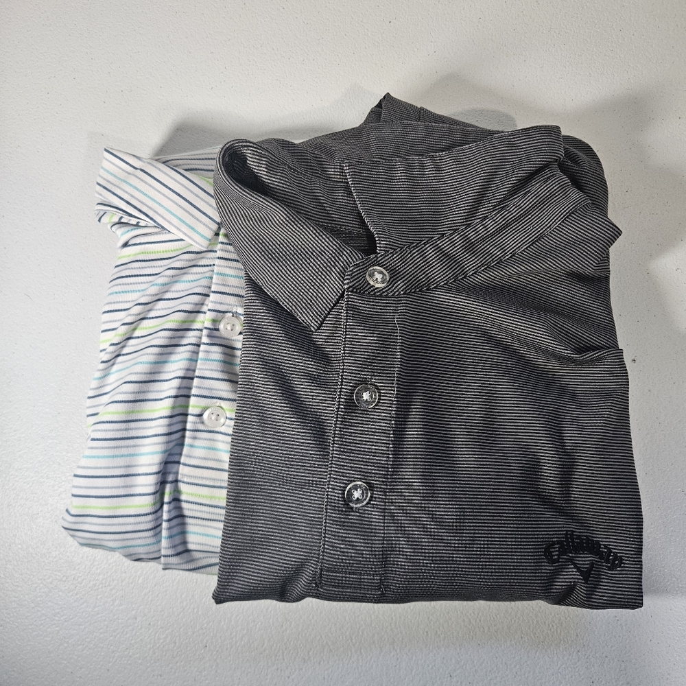 Lot Of 2 Callaway Opti-Dri Polo Shirts Mens Size 2XL Striped Athletic Golf